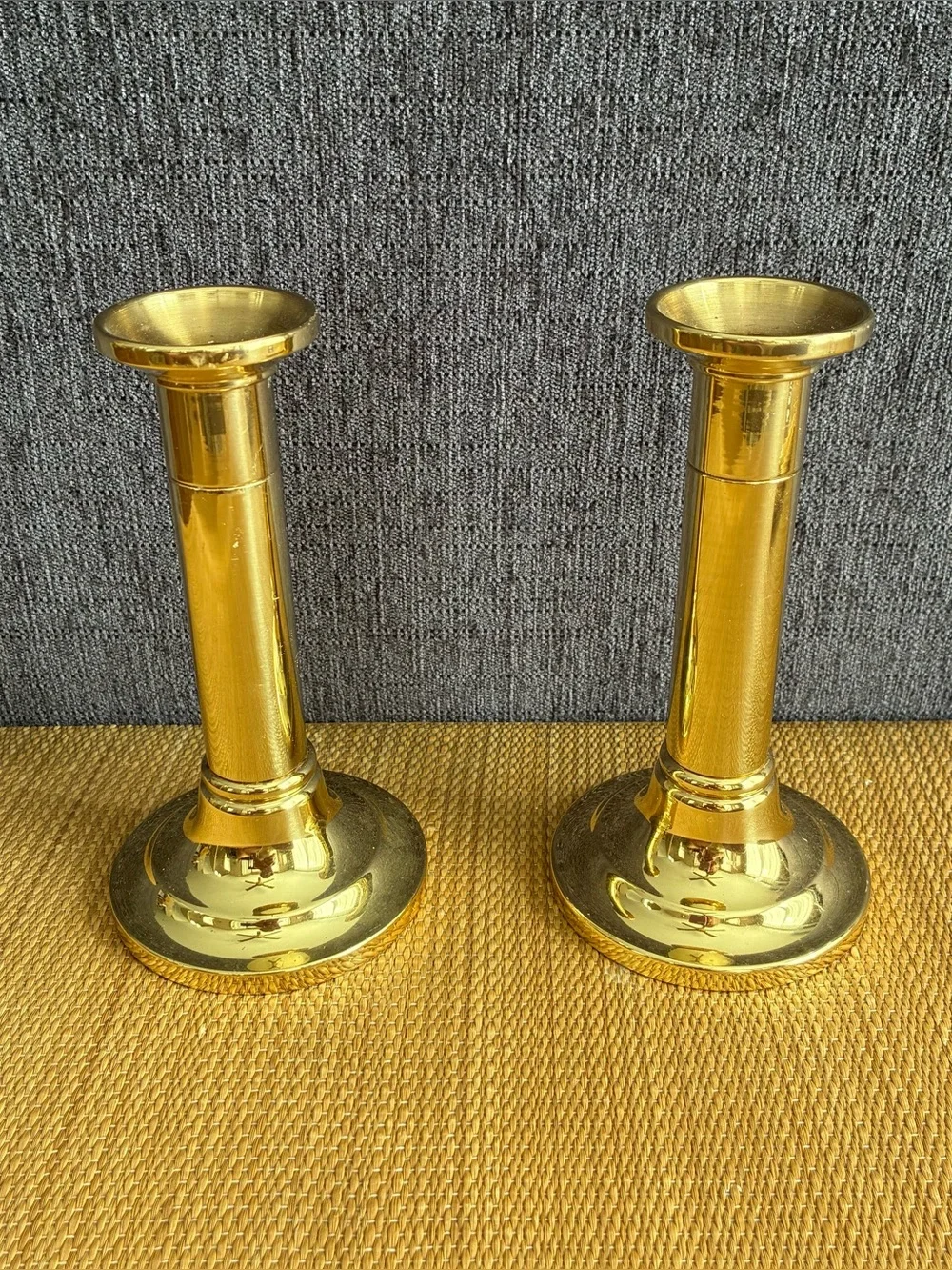Vintage Brass Candlestick Set Baldwin Forged in America Two